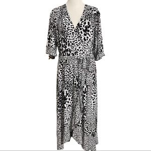 Cato Black & White Animal Print Mock Wrap Dress Plus Size 22/24W